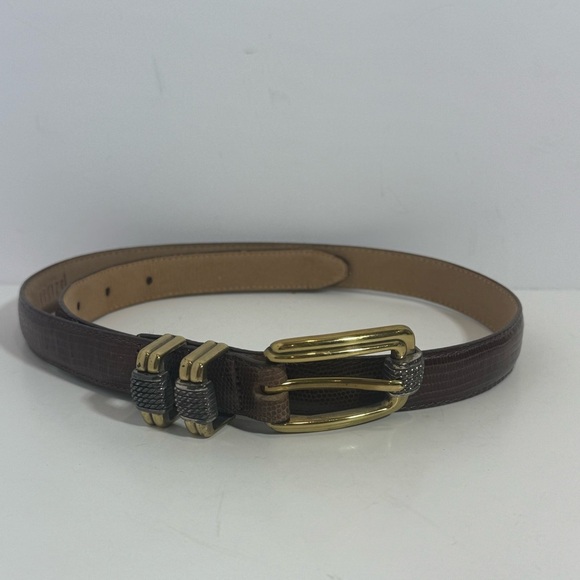 Brighton Classics Belt Leather Lizard Snake Embossed BBrown  Size M/30 4B608 - Picture 1 of 8